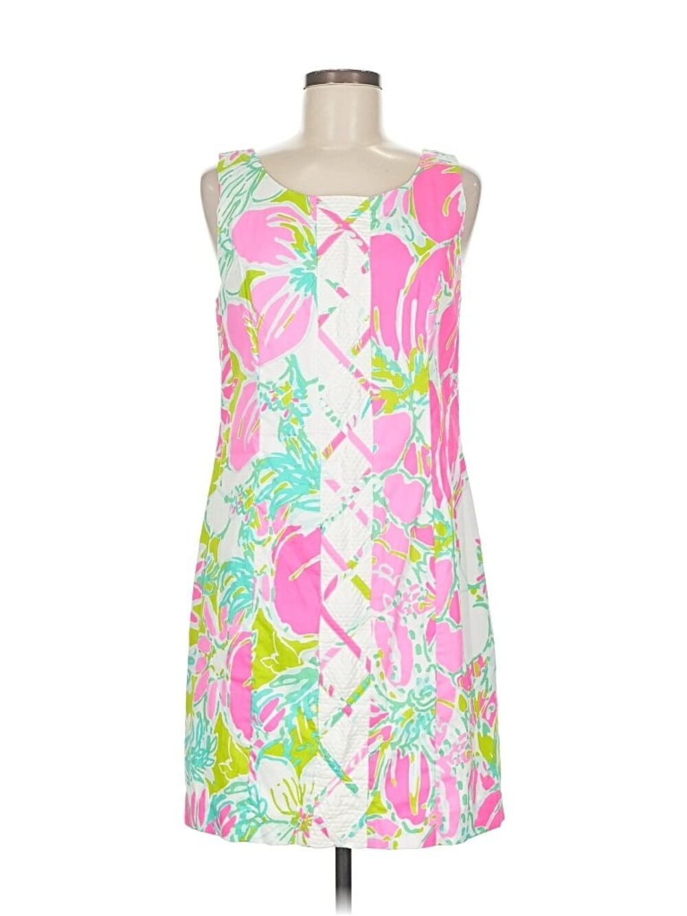 Lilly Pulitzer Sleeveless Cotton Shift Dress – Size 8 – Pink Tropical Print - Picture 2 of 7